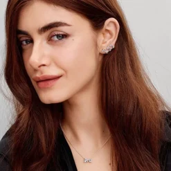 Boucles d'Oreilles Femme Puces Pandora ARGENT 925/1000 Nœud Scintillant 293542C01