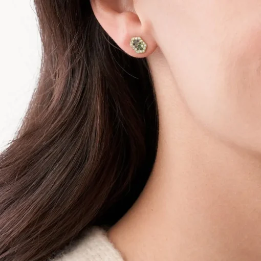 boucles d'oreilles femme puces FOSSIL Val Holiday Sparkles acier doré, nacres et oxydes
