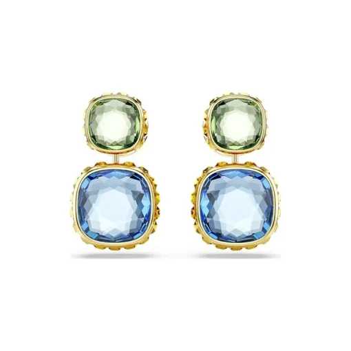 Boucles d'Oreilles Femme Pendantes Swarovski Chroma Doré et Cristaux 5692492