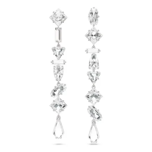 Boucles d'Oreilles Femme Pendantes Mesmera Métal Rhodié et Cristaux 5671807