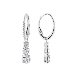 Boucles d'Oreilles Femme Pendantes Mesmera Métal Rhodié et Cristaux 5416155
