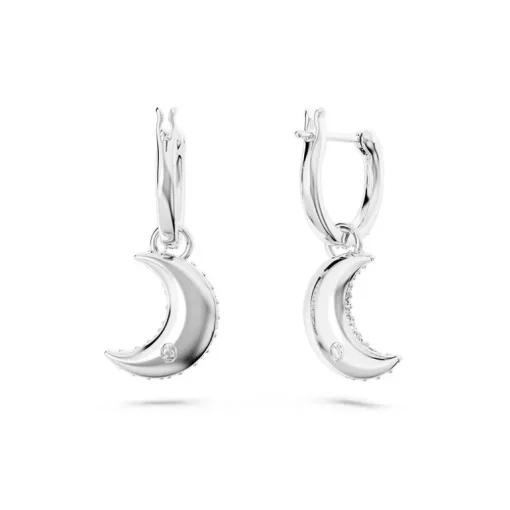 Boucles d'Oreilles Femme Pendantes SWAROVSKI LUNA Métal Rhodié Blanc