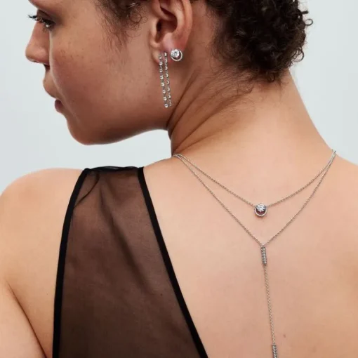 Boucles d'Oreilles Femme Puces Pandora ARGENT 925/1000 Halo Rond Scintillant 291248C01