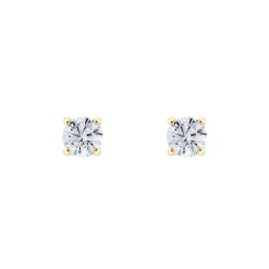 Boucles d'Oreilles Femme Puces EÏKO OR 750/1000 Jaune et Diamants de Synthèse LCE27680D