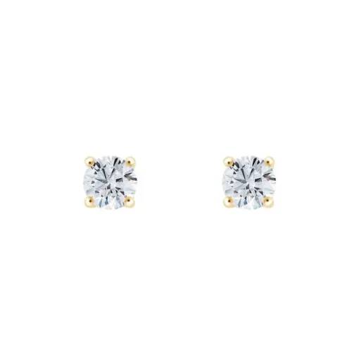 Boucles d'Oreilles Femme Puces EÏKO OR 750/1000 Jaune et Diamants de Synthèse LCE27680D