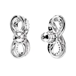 Boucles d'Oreilles Femme Puces Singe Infini Swarovski Hyperbola Métal Argenté et Zircones 5687269
