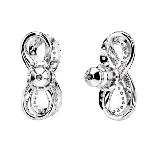 Boucles d'Oreilles Femme Puces Singe Infini Swarovski Hyperbola Métal Argenté et Zircones 5687269