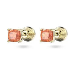Boucles d'Oreilles femme puces swarovski Stilla métal doré et cristaux oranges