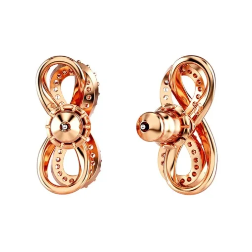 Boucles d'Oreilles Femme Puces Infini Swarovski Hyperbola Métal Doré Rose et Zircones 5684085