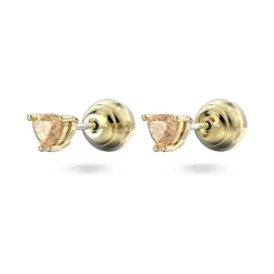 Boucles d'Oreilles femme puces swarovski Stilla métal doré et cristaux oranges