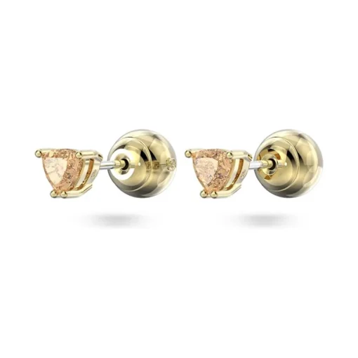 Boucles d'Oreilles femme puces swarovski Stilla métal doré et cristaux oranges