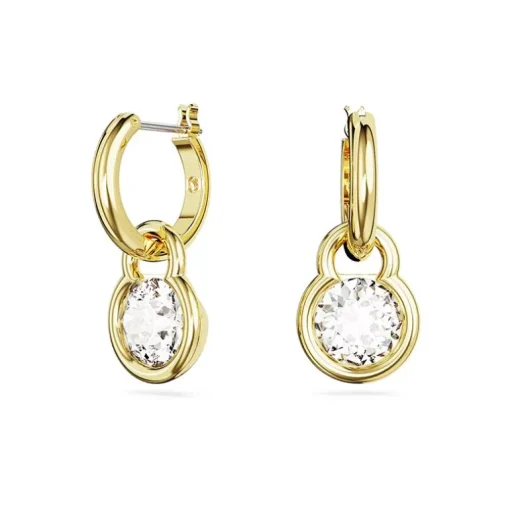 Boucles d'Oreilles Femme Pendantes SWAROVSKI DEXTERA COUPE RONDE Plaqué Ton Or