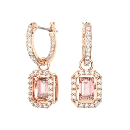 Boucles d'Oreilles Femme SWAROVSKI UNA Métal Doré Rose et Cristaux 5649474