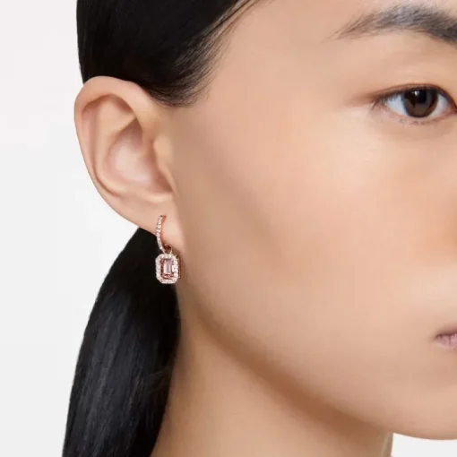 Boucles d'Oreilles Femme SWAROVSKI UNA Métal Doré Rose et Cristaux 5649474
