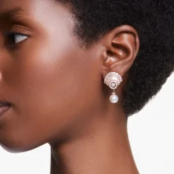 Boucles d'Oreilles Femme SWAROVSKI IDYLLIA Métal Doré Rose et Cristaux 5689196