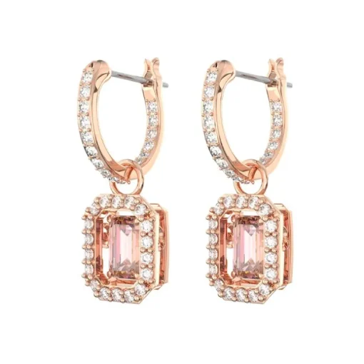 Boucles d'Oreilles Femme SWAROVSKI UNA Métal Doré Rose et Cristaux 5649474
