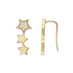 Boucles d'oreilles femme étoiles PLAQUE OR et oxydes
