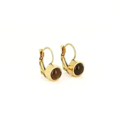 Boucles d'oreilles Femme ZAG LIMA QUARTZ FUMÉ Acier doré