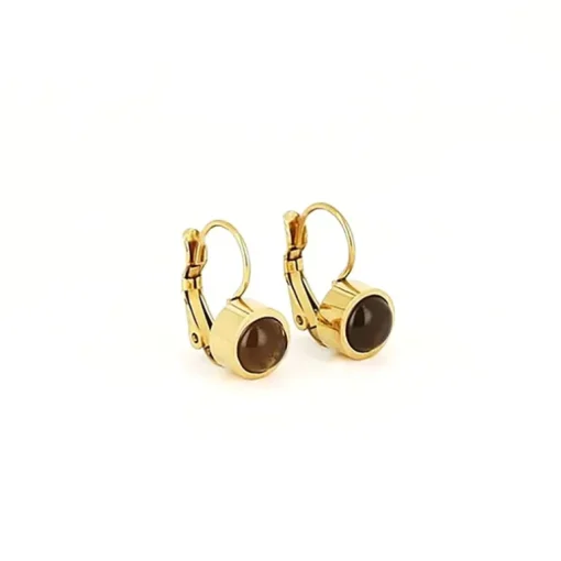 Boucles d'oreilles Femme ZAG LIMA QUARTZ FUMÉ Acier doré