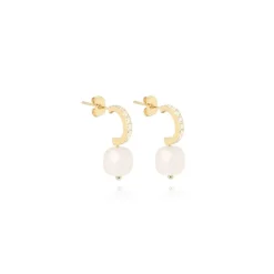 Boucles d'Oreilles Femme ZAG Bijoux Acier Doré et Agathe SEC15220-01WHT