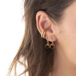 Boucles d'oreilles Femme ZAG LIMA QUARTZ FUMÉ Acier doré