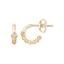 Boucles d'Oreilles Femme Indécise La Garçonne PLAQUE OR et Diamants