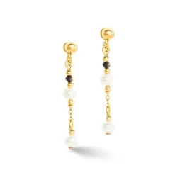 Boucles d'Oreilles Pendantes Femme CŒUR DE LION MODERN PRINCESS Acier Doré Perles d'Eau Douce