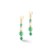 Boucles d'Oreilles Pendantes Femme COEUR DE LION PRINCESS SQUARE STRIPES VERT Acier Doré