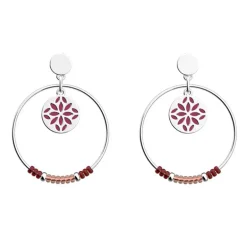 Boucles d'Oreilles Pendantes Femme LES CADETTES LOTUS ICONIC Laiton Argenté