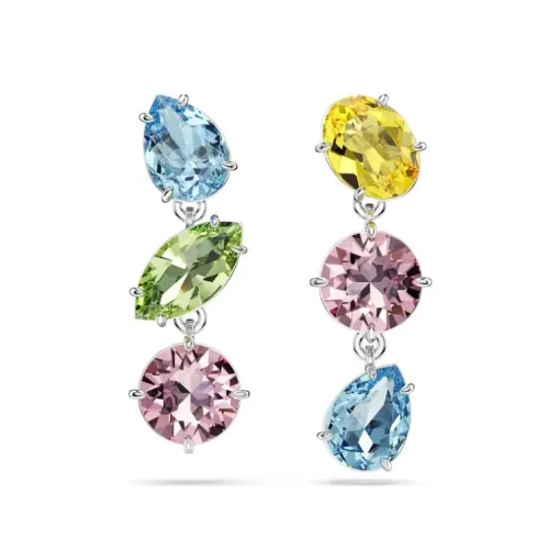 Boucles d'Oreilles Pendantes Femme SWAROVSKI GEMA Métal Rhodié Blanc et Cristaux 5692406