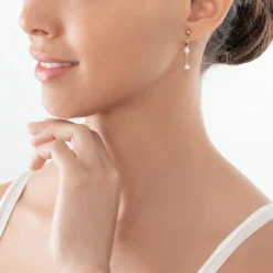 Boucles d'Oreilles Pendantes Femme CŒUR DE LION MODERN PRINCESS Acier Doré Perles d'Eau Douce