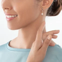 Boucles d'Oreilles Pendantes Femme CŒUR DE LION CLASSIC PRINCESS Acier Bicolore Perles d'Eau Douce