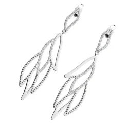 Boucles d'Oreilles Pendantes LES CADETTES PERROQUET PERLE Laiton Argenté