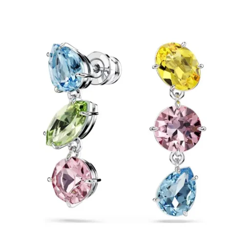 Boucles d'Oreilles Pendantes Femme SWAROVSKI GEMA Métal Rhodié Blanc et Cristaux 5692406
