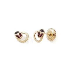 Boucles d'Oreilles Puces Enfant EDORA COLLECTION ESSENTIAL COCCINELLE LAQUÉ Or 375/1000