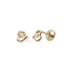 Boucles d'Oreilles Puces Enfant EDORA COLLECTION ESSENTIAL COEUR Or 375/1000