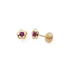 Boucles d'Oreilles Puces Enfant EDORA COLLECTION ESSENTIAL FLEUR Or 375/1000