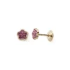 Boucles d'Oreilles Puces Enfant EDORA COLLECTION ESSENTIAL FLEUR CRISTAUX ROSES Or 375/1000
