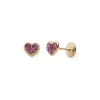 Boucles d'Oreilles Puces Enfant EDORA COLLECTION ESSENTIAL COEUR CRISTAUX ROSES Or 375/1000