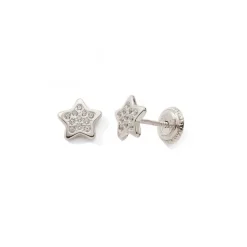 Boucles d'Oreilles Puces Enfant EDORA COLLECTION ESSENTIAL ÉTOILE Or 375/1000 Blanc