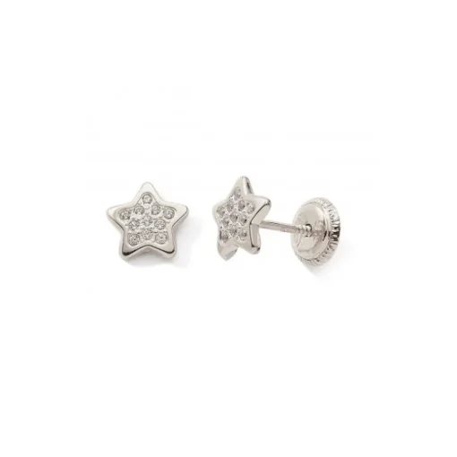 Boucles d'Oreilles Puces Enfant EDORA COLLECTION ESSENTIAL ÉTOILE Or 375/1000 Blanc