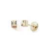 Boucles d'Oreilles Puces Enfant EDORA COLLECTION ESSENTIAL CUBE CISSELÉ Or 375/1000