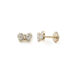 Boucles d'Oreilles Puces Enfant EDORA COLLECTION ESSENTIAL PAPILLON CRISTAUX Or 375/1000