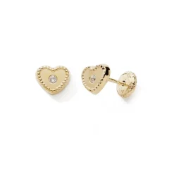 Boucles d'Oreilles Puces Enfant EDORA COLLECTION ESSENTIAL COEUR Or 375/1000