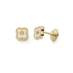 Boucles d'Oreilles Puces Enfant EDORA COLLECTION ESSENTIAL FLEUR Or 375/1000