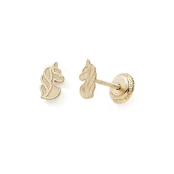Boucles d'Oreilles Puces Enfant EDORA COLLECTION ESSENTIAL LICORNE Or 375/1000