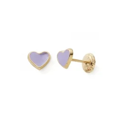 Boucles d'Oreilles Puces Enfant EDORA COLLECTION ESSENTIAL COEUR LAQUÉ Or 375/1000