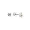Boucles d'Oreilles Puces Enfant EDORA COLLECTION ESSENTIAL 4 GRIFFES Or 375/1000 Blanc