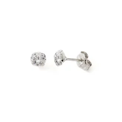 Boucles d'Oreilles Puces Enfant EDORA COLLECTION ESSENTIAL 4 GRIFFES Or 375/1000 Blanc
