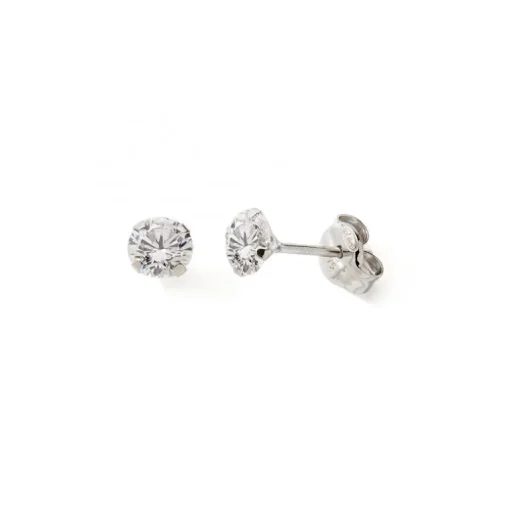 Boucles d'Oreilles Puces Enfant EDORA COLLECTION ESSENTIAL 4 GRIFFES Or 375/1000 Blanc